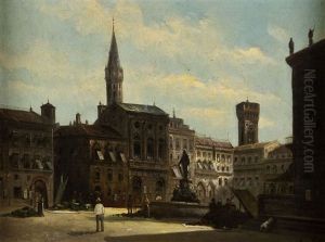 Vedute Der Piazza Della Signoria In Florenz by August Siegert