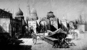 A Middle Eastern Market Scene by August Siegert