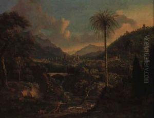 Blick Auf Eine Italienische Stadt by August Siegert