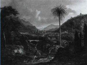 Sudliche Von Bergen Umgebene Stadt by August Siegert