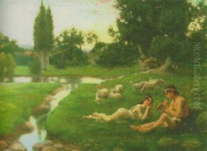 Idyllic River Landscape by Eugen Siegert