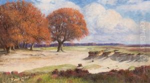 Herbsttag Am Rande Der Heide by Georg Siehl-Freystett