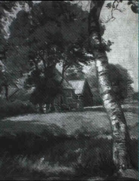 Birke Mit Gehoft. Sommerliche Landschaft - view 1