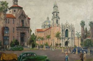 Automobile Club Of Southern California & St. Vincents Church Los Angeles Street Scene by Christian Siemer