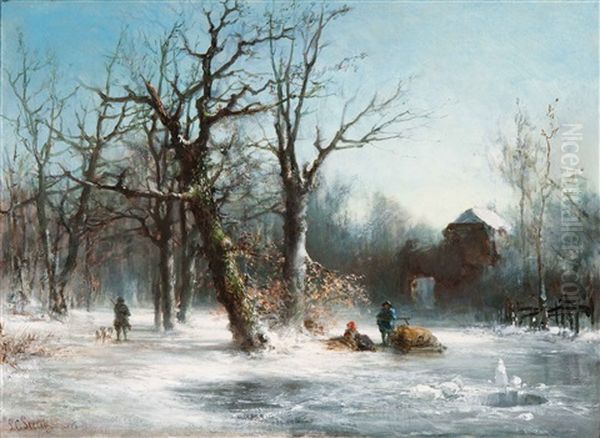 Hunters In A Winter Landscape - view 1