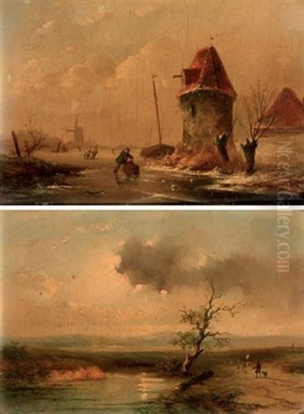 A Sportsman By A River In Summer (+ Figures Skating In Winter; Pair) - view 1