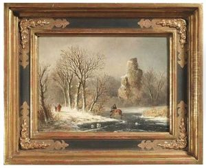 Winterlandschaft Mit Einem Zugefrorenen See
