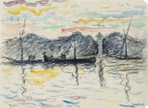 Saint-tropez, Le Port Au Soleil Couchant by Paul Signac
