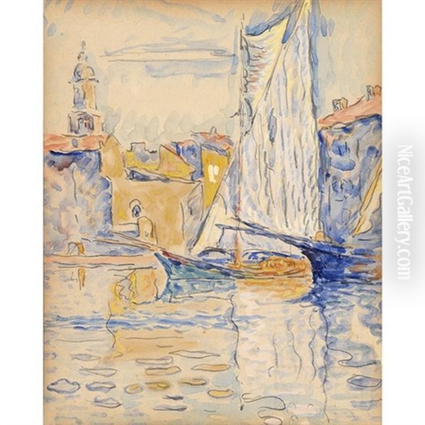 Saint-tropez, Tartanes A Quai - view 1
