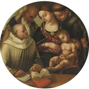 The Madonna And Child With Saints Bernard (?), Anthony Of Padua And John The Evangelist (?)(collab. W/studio) by Luca Signorelli