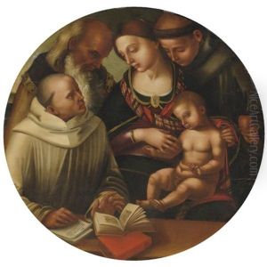 The Madonna And Child (with Saints Bernard, Anthony Of Padua And John The Evangelist?) by Luca Signorelli
