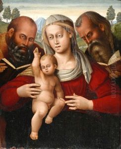 Madonna Mit Kind Und Den Heiligen Peter Und Paulus by Luca Signorelli