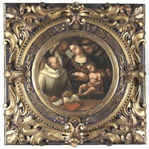 The Madonna And Child With Saints Bernard(?), Anthony Of Padua And John The Evangelist (?) (in Collab. W/studio Of Luca Signorelli) by Luca Signorelli
