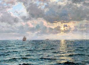 Sunset Over The Sea by Charles Louis Eugene Signoret