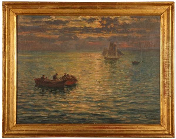 Figures In Boats At Sunset, Marseilles - view 1