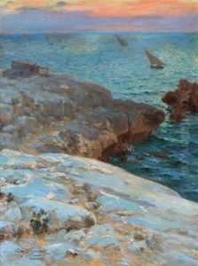 Felsige Meereskuste (bei Antibes?)
