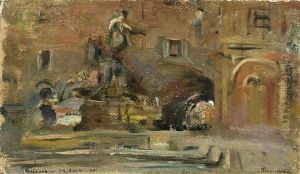 La Fontana Del Nettuno by Telemaco Signorini