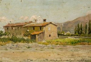 Villa In Einer Toskanischen Landschaft by Telemaco Signorini