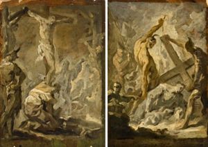 Christus Fallt Unter Dem Kreuz (+ Die Kreuzigung Christi; Pair) by Franz Sigrist