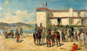 Franzosische Soldaten Vor Einer Herberge by Guido Sigriste