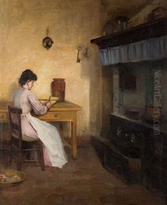 Mujer Pelando Patatas by Joaquin Siguenza