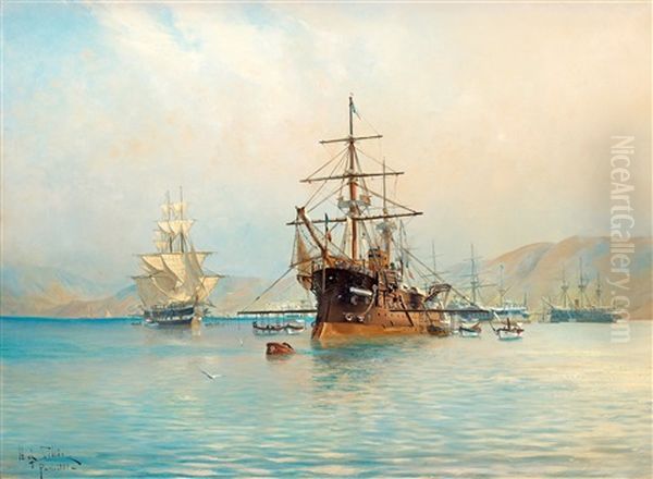 French Frigate Off The Coast Of The French Riviera - view 1