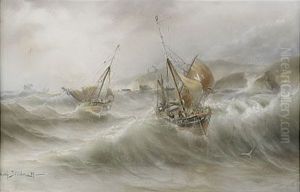 Upprort Hav Med Fiskeskutor by Herman Gustav af Sillen