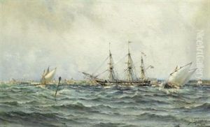 Shipping Off The Coast by Herman Gustav af Sillen