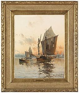 Segelskutor I Skymning by Herman Gustav af Sillen