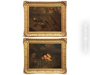 Still Life Studies Of Birds; And Mixed Fruit With Butterfly And Basket (a Pair) by James Sillett