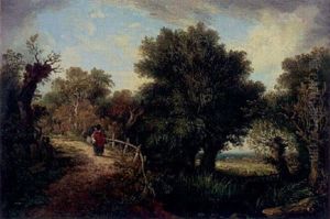 Figure On A Path By A Pond by James Sillett