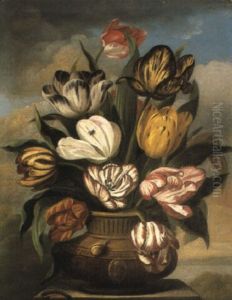 Still Life Of Tulips In Vase by James Sillett
