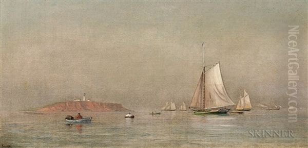 Quiet Coastal View With Schooners And Lighthouse - view 1