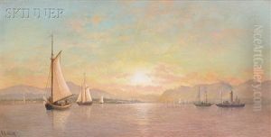 Hudson River View, Probably At Tappan Zee Or Haverstraw Bay by Francis Augustus Silva
