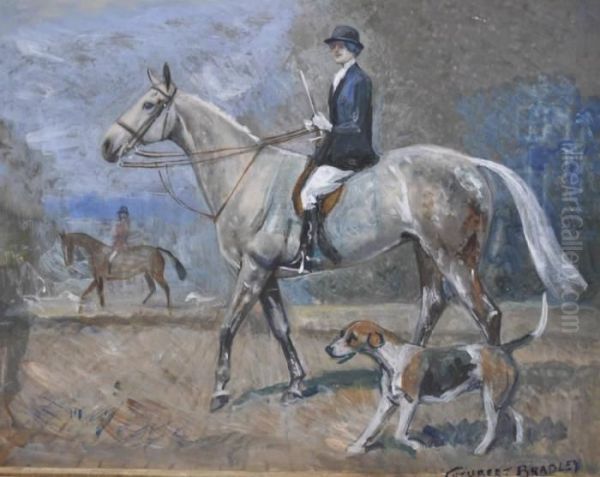 Lady On Horseback With Hounds - view 1