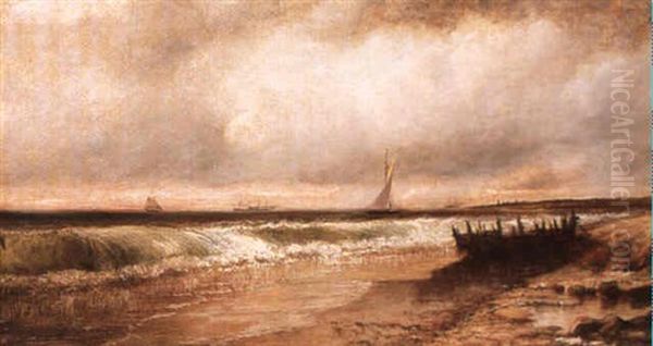 Point Judith, Rhode Island Shoreline Scene With A View Of   Sailboats And Steamers At Sunset - view 1