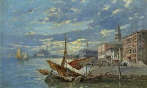Molo Danieli Auf Der Riva Degli Schiavoni by Ferdinando Silvani