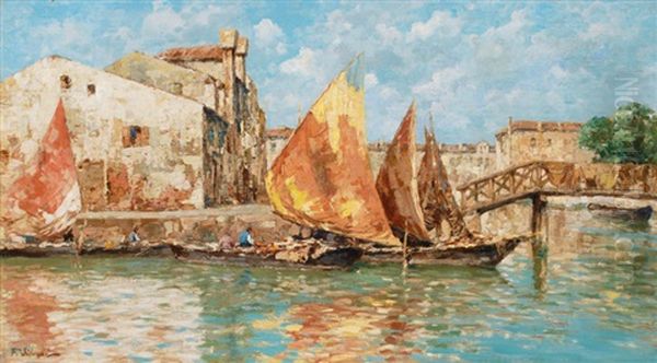 Boats On The Rio Pallada In Venice - view 1