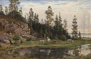 Sommarlandskap Med Betande Far by Jacob Silven
