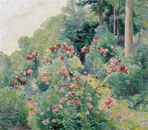 Waldrand Bei Yvoire Mit Blumen by Albert Henri Louis Silvestre