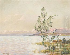Abendstimmung Am Seeufer by Albert Henri Louis Silvestre
