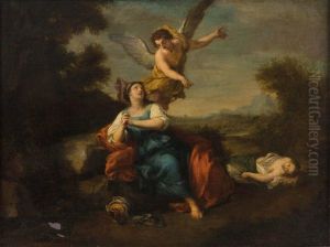 Ein Engel Erscheint Hagar Mit Ismael Und Weist Auf Eine Quelle (buch Genesis 21, 14 - 19) by Louis de Silvestre