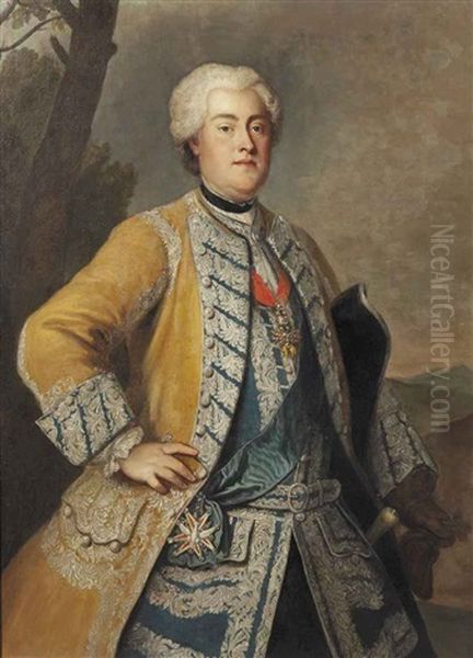 Portrait Of King Augustus Iii Of Poland, Frederick August Ii Of Saxony...with The Order Of The Golden Fleece And...white Eagle by Louis de Silvestre