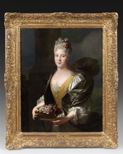 Portrait D'une Jeune Dame De Qualite A La Corbeille De Fleurs by Louis de Silvestre