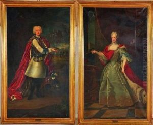 Portrait De Marie-josephe De Habsbourg (+ Portrait De Frederic Iv De Saxe; Pair) by Louis de Silvestre