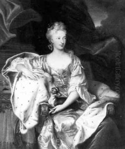 Portrait Of A Lady Seated With A Dog On Her Lap