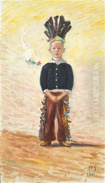 Boy Dressed As An Indian - view 1