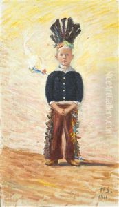 Boy Dressed As An Indian