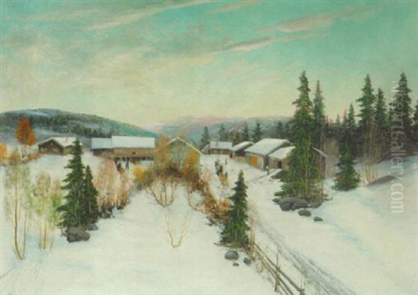 Vinterdag I Landsbyen I Norge - view 1