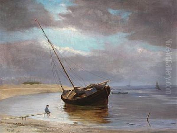 Coastal Scene With A Sailing Boat - view 1